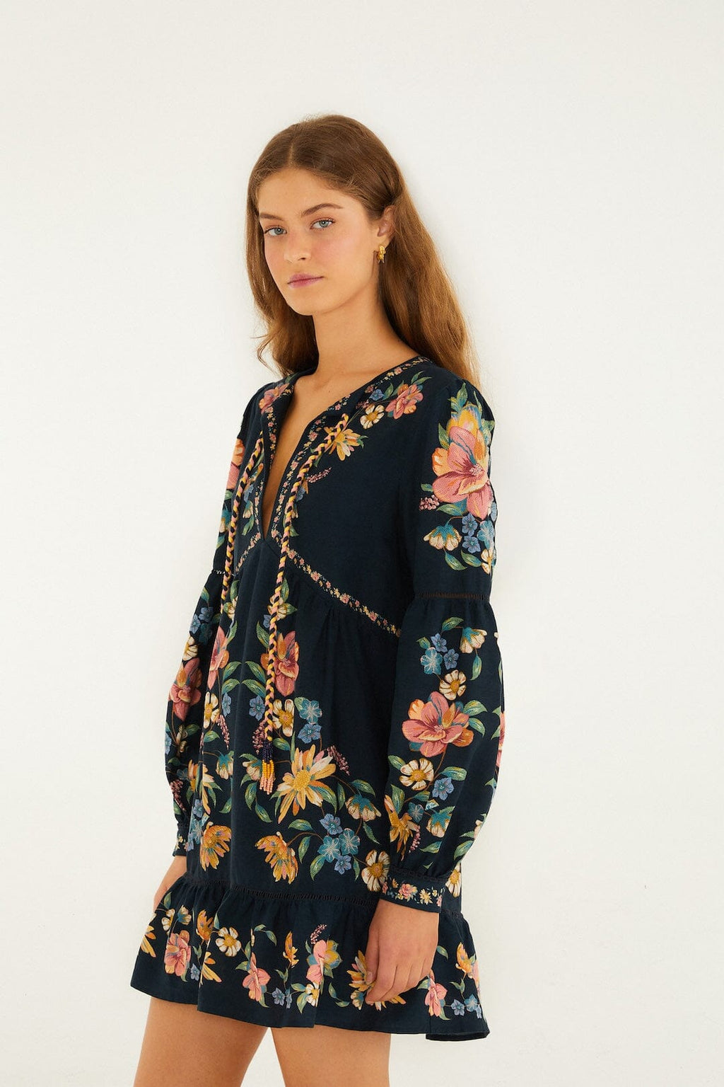 Dark Blue Maira Floral Mini Dress