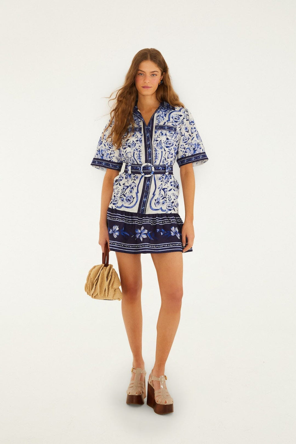 Off-White Porcelain Garden Mini Dress