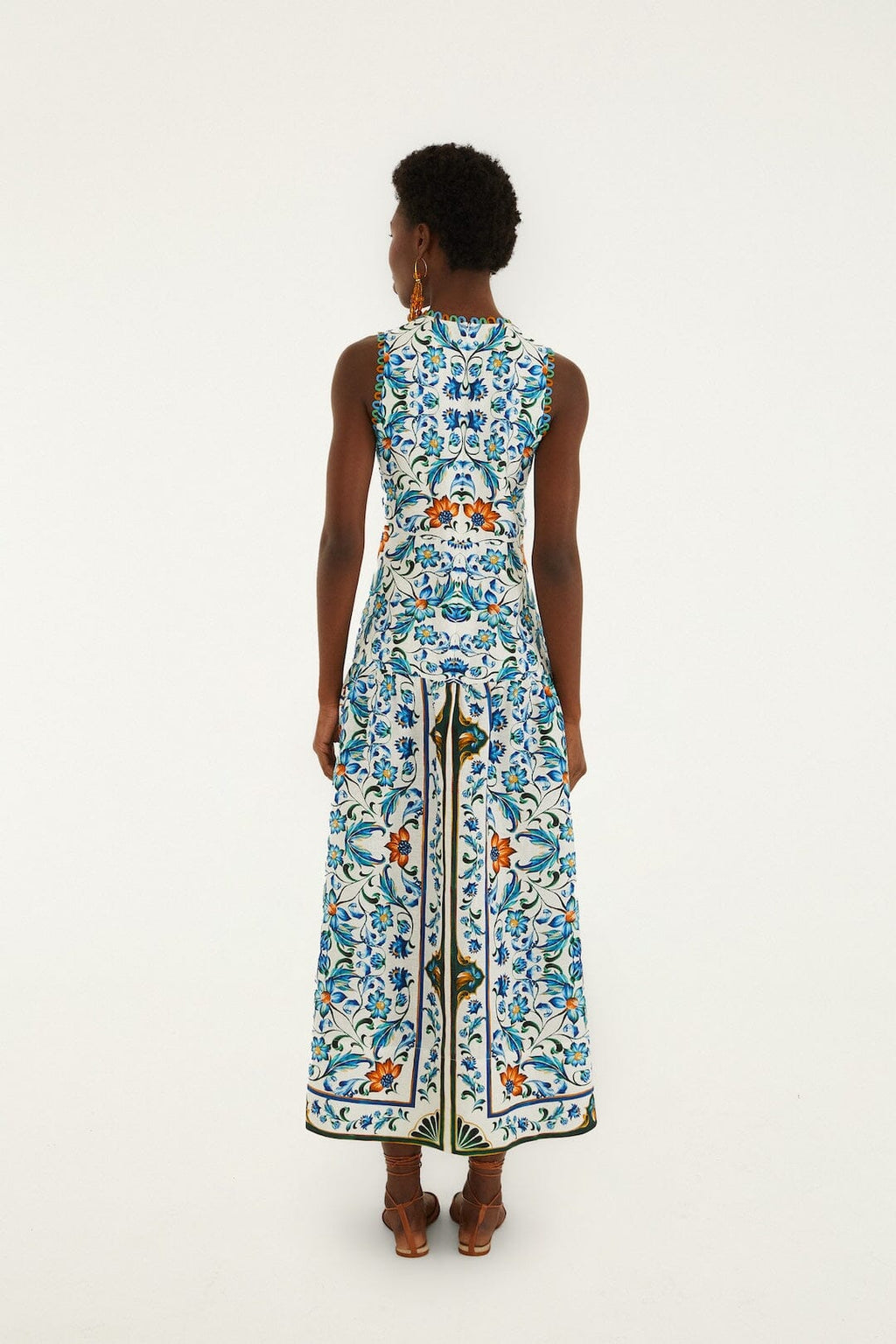 Off-White Flora Tile Scallop Maxi Dress