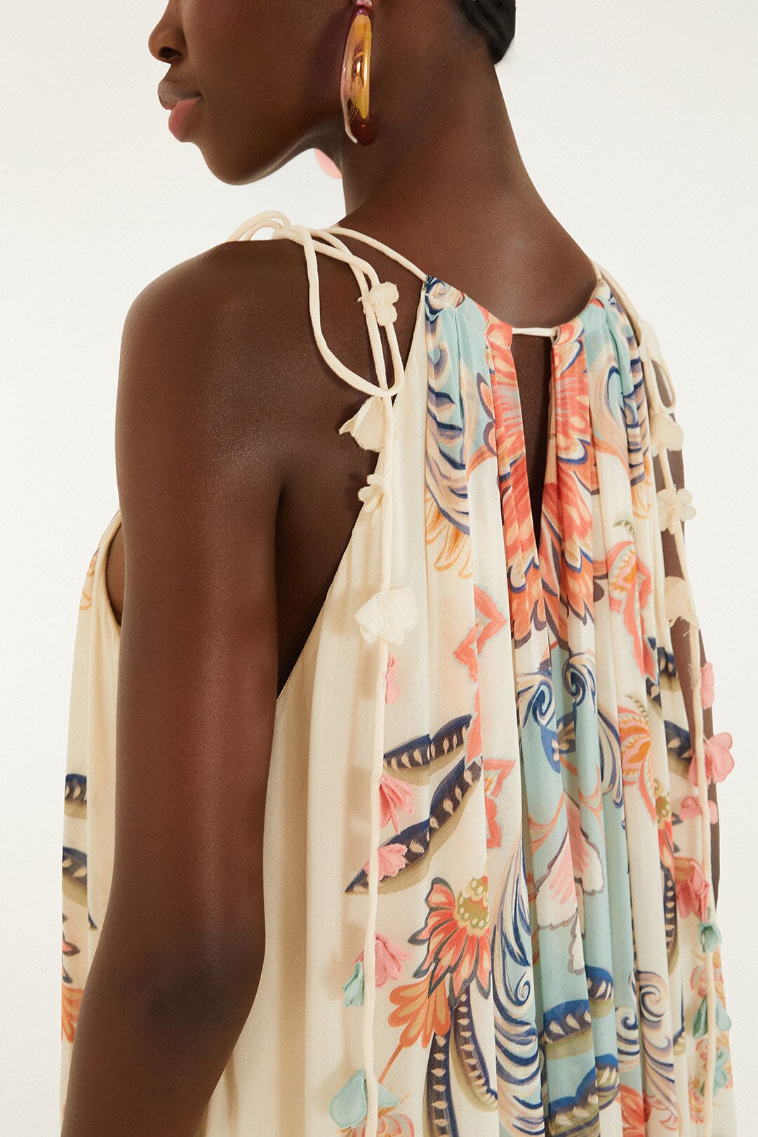 Multicolor Boho Floral Delhi Pleated Maxi Dress