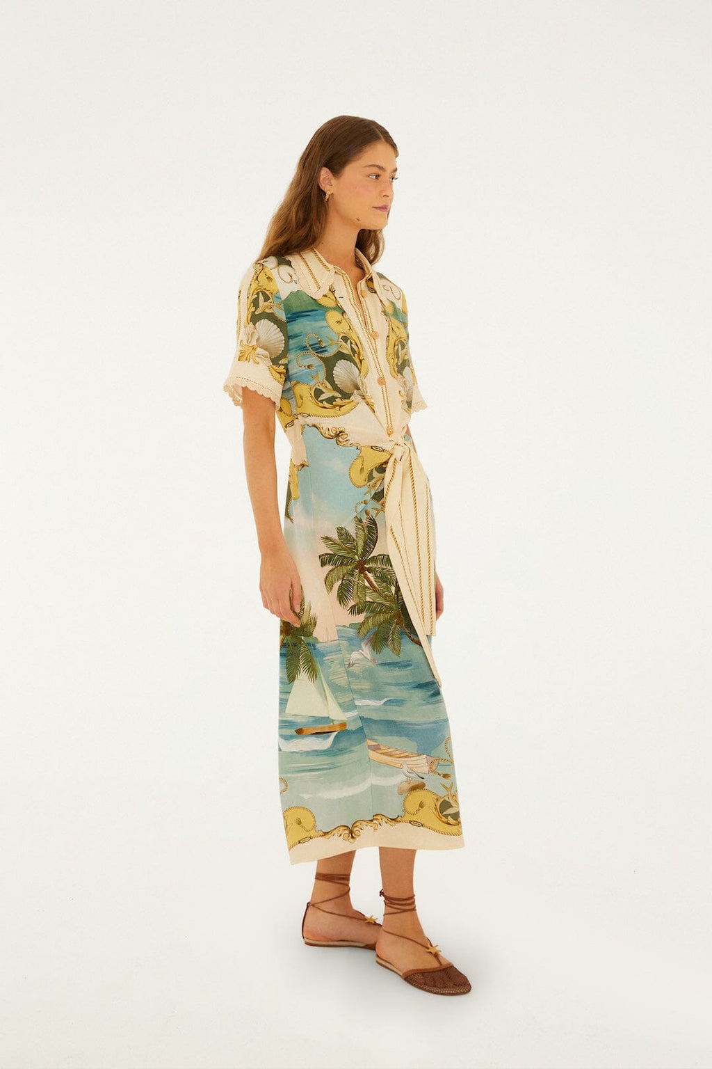 Off-White Royal Sea Collared Midi Dress