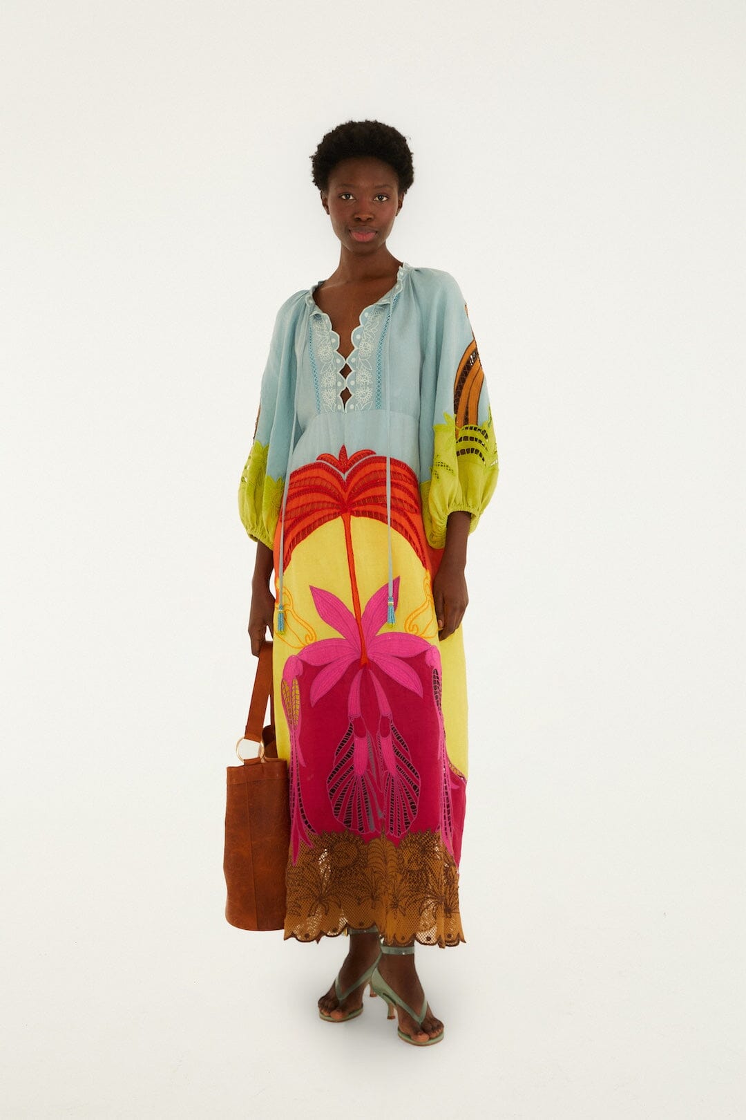 Multicolor Usiacuri Embroidered Richelieu Maxi Dress