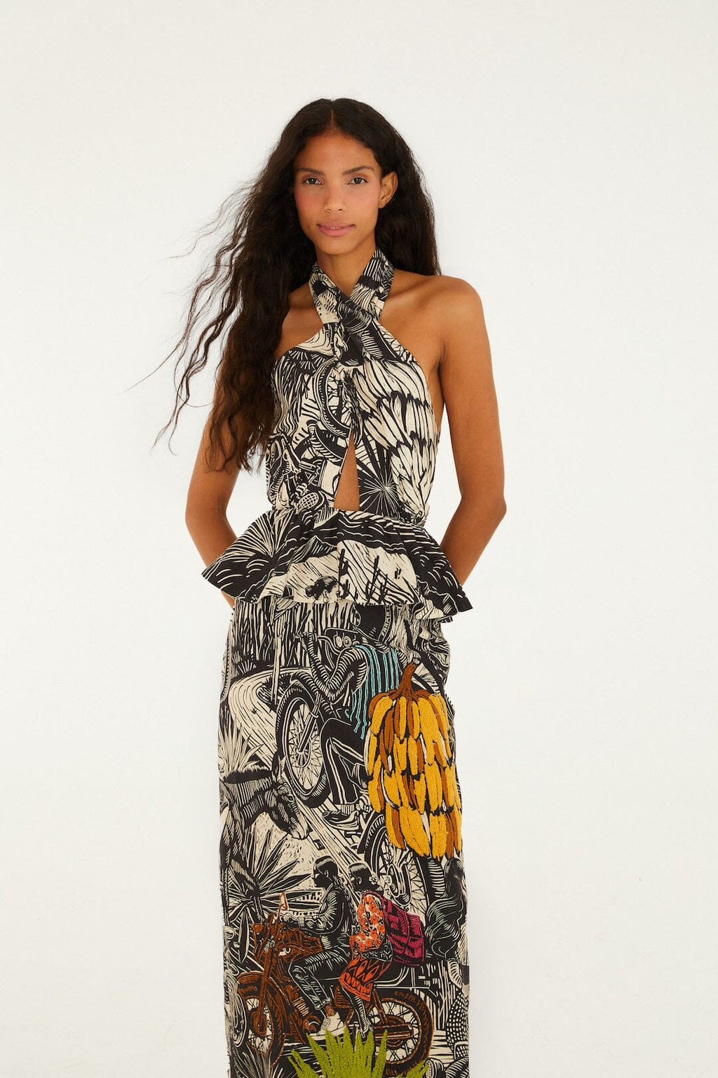 Ruta Beige Embroidered Maxi Dress