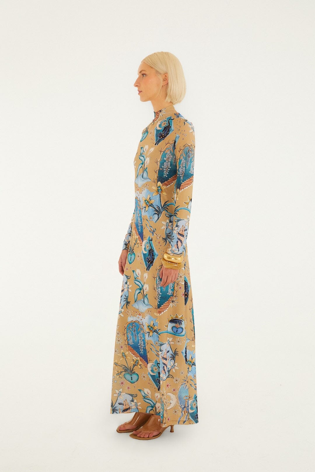 Sand Mystical Long Sleeve Maxi Dress