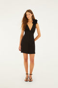Black 3d Flowers Sleeveless Mini Dress