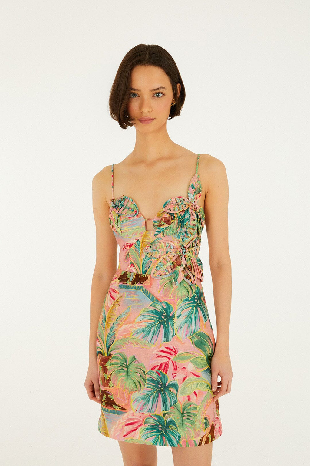 Soft Pink Pool Time 3d Flowers Mini Dress