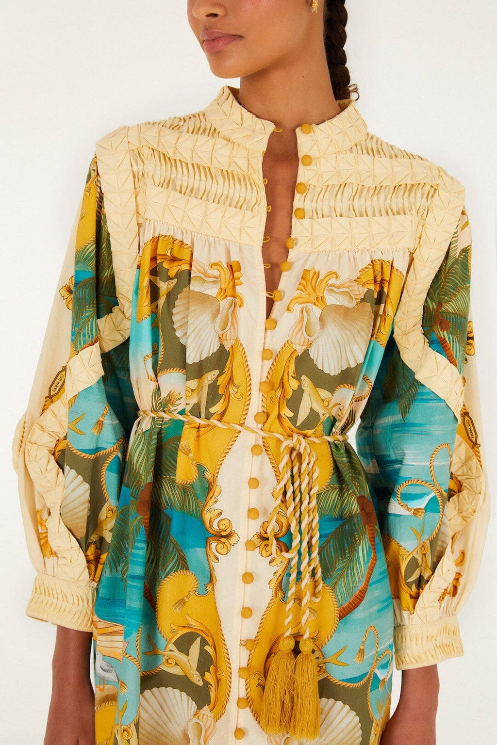 Sand Royal Sea Smocked  Mini Dress