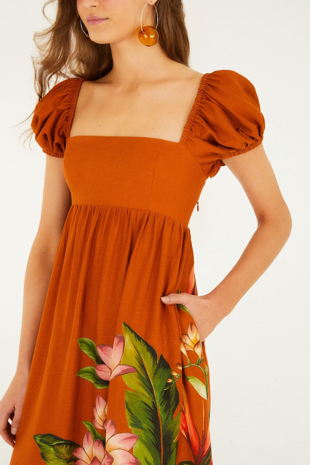 Brown Hilo Arrangment Midi Dress