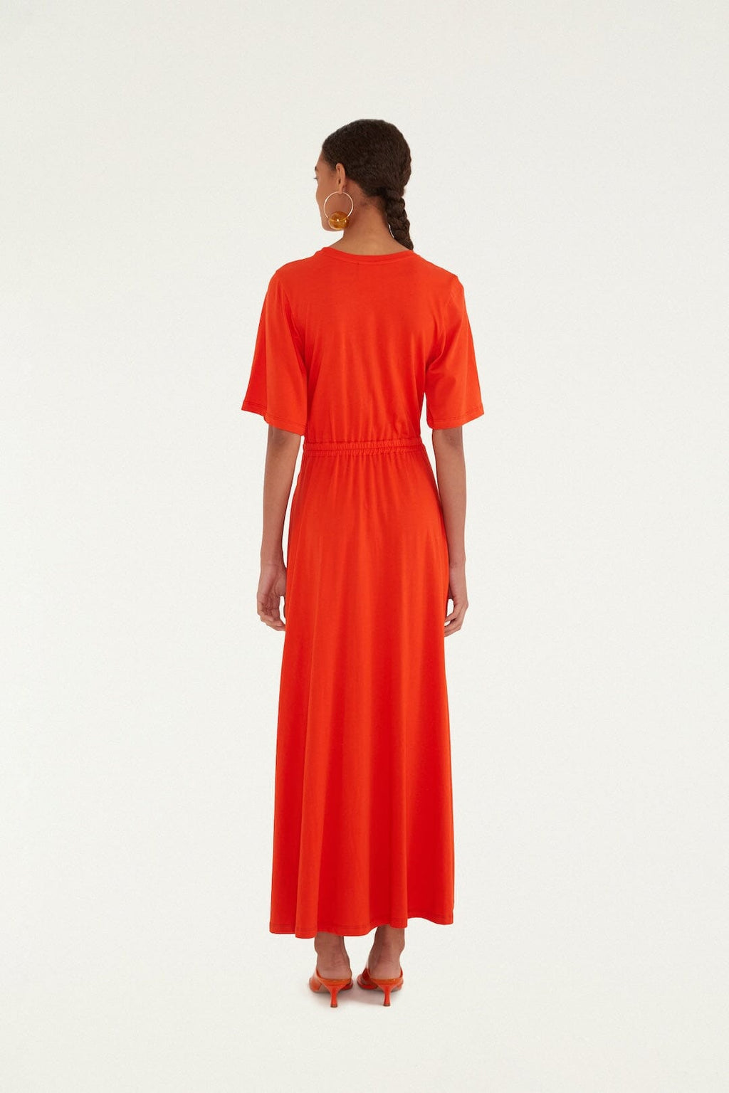 Red Artsy Flora Cut-Out  Maxi Dress