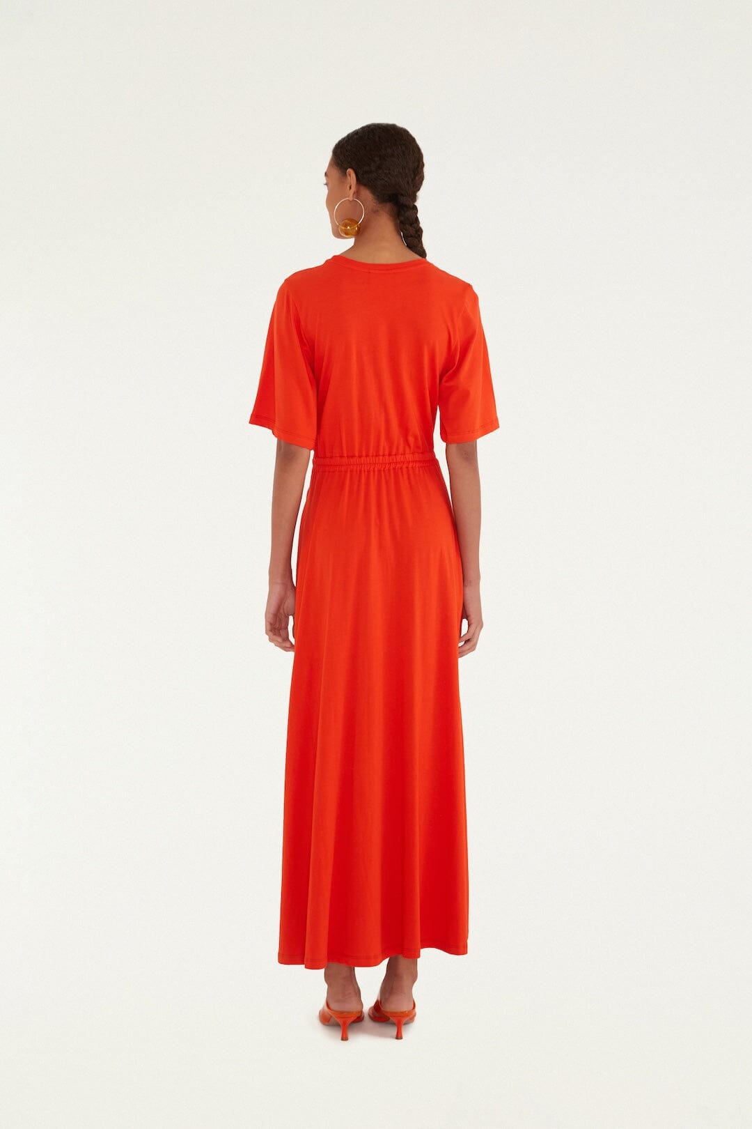 Red Artsy Flora Cut-Out  Maxi Dress