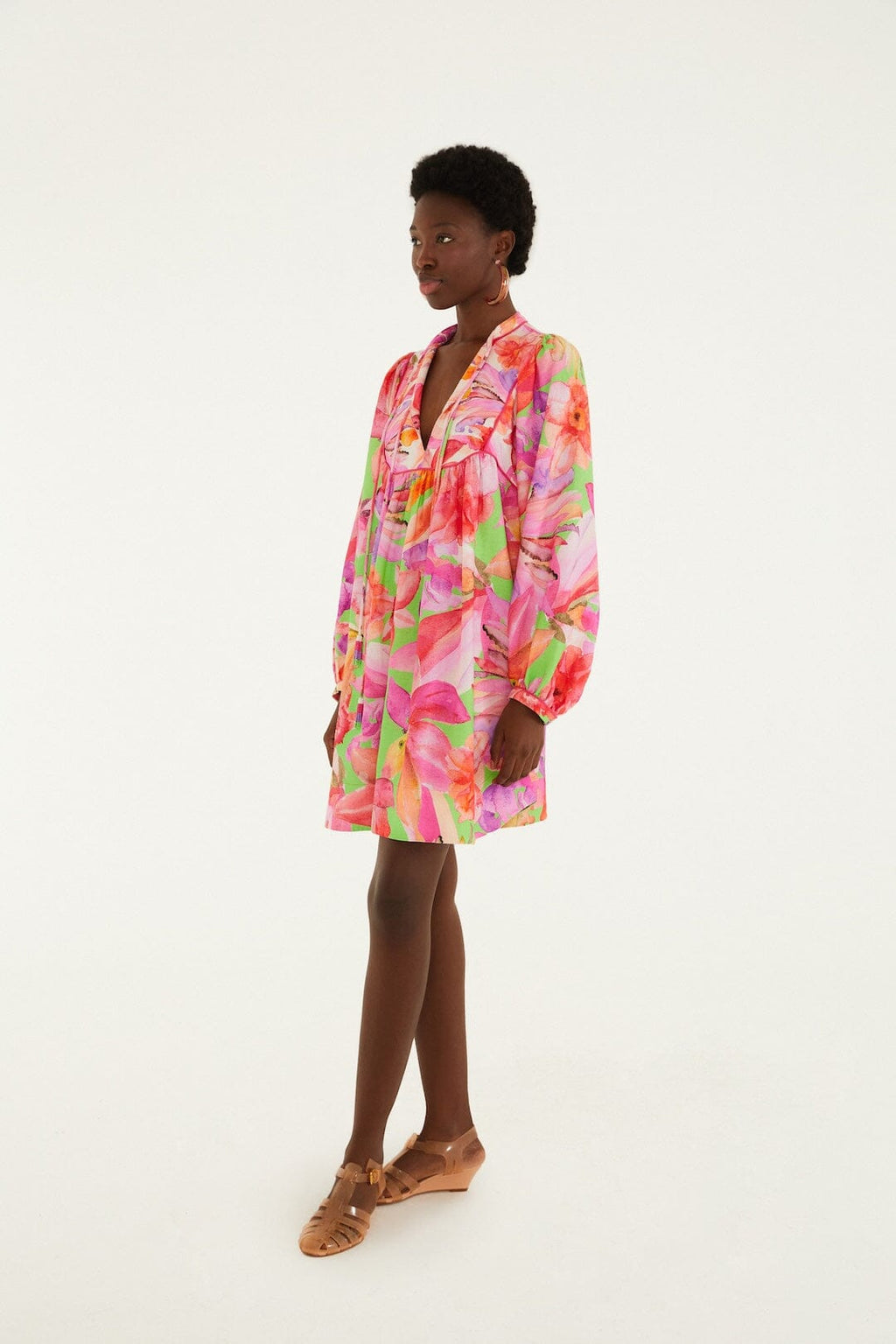 Multicolor Artsy Flora Mini Dress