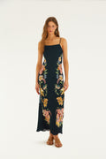 Dark Blue Maira Floral Lenzing™ Ecovero™ Viscose Maxi Dress