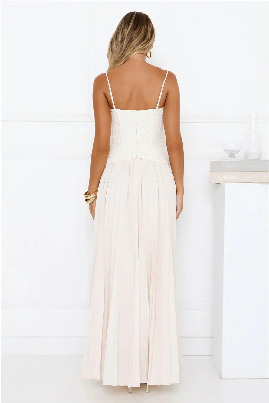 Antique Roses Lace Maxi Dress Cream