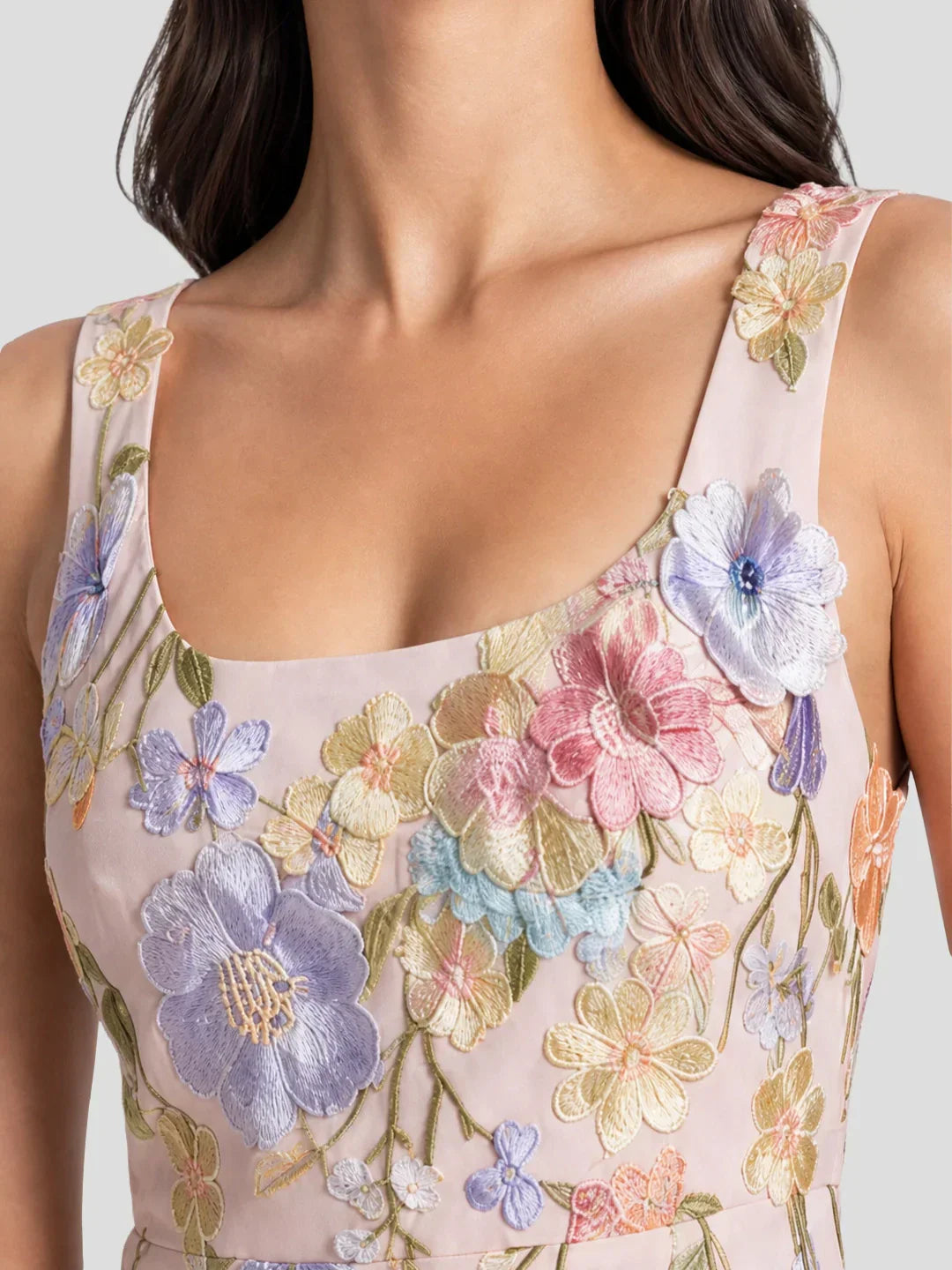3D Floral Applique Tulle Mini Dress