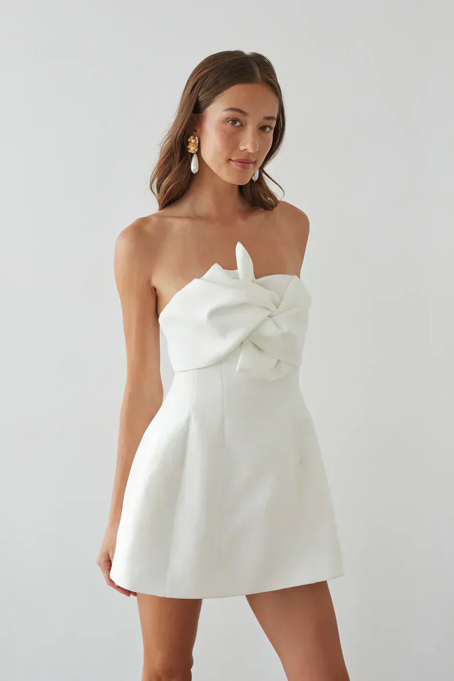 Alix Strapless Twist Front Bubble Mini Dress