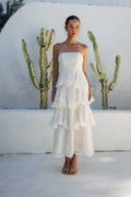 Paisley Tiered Ruffle Midi Dress