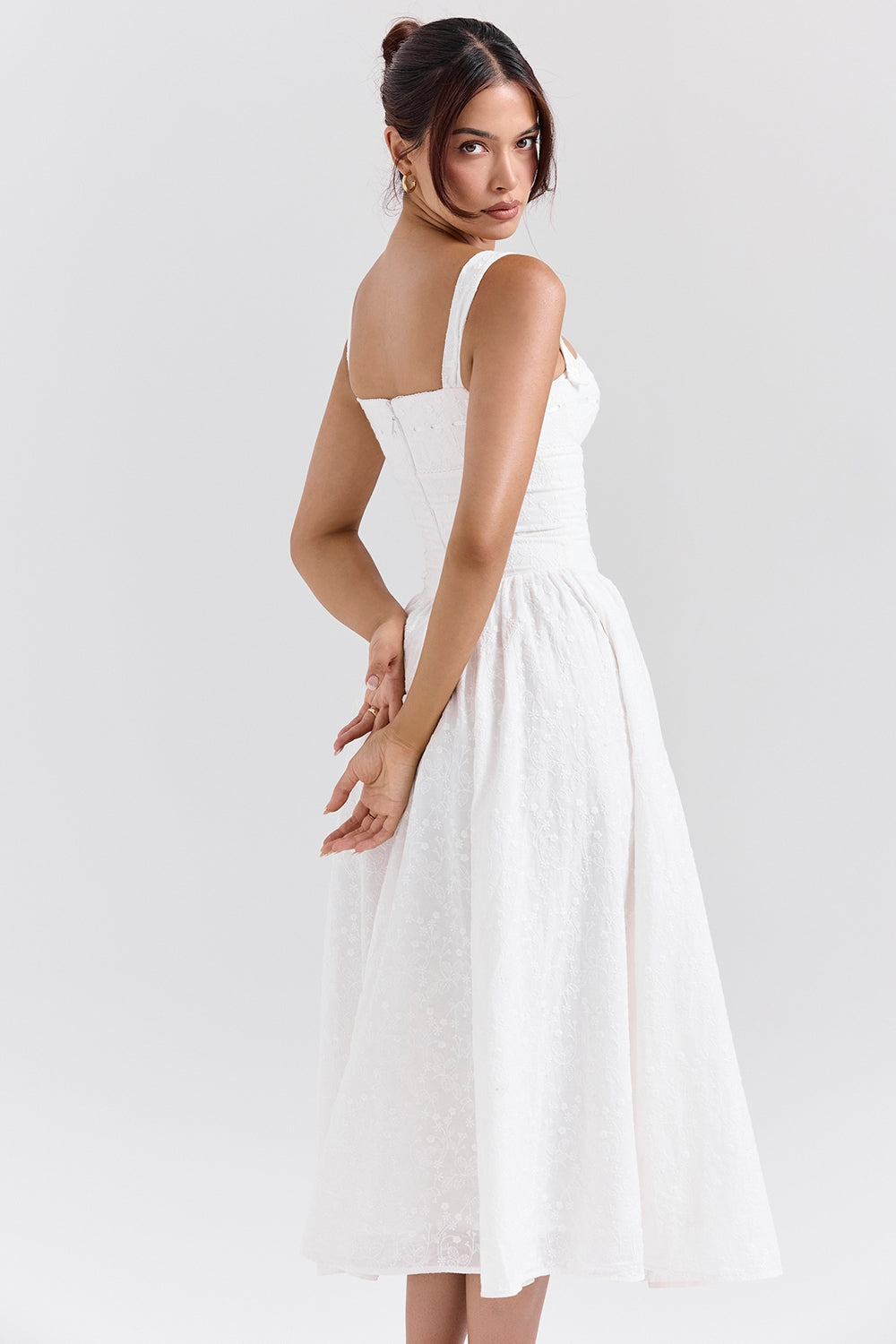 white broderie anglais midi sundress