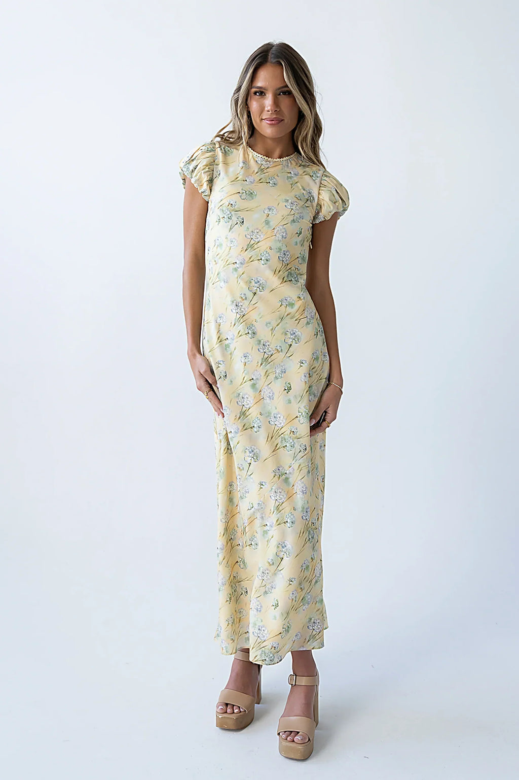 Ellianna Floral Maxi Dress in Butter Yellow