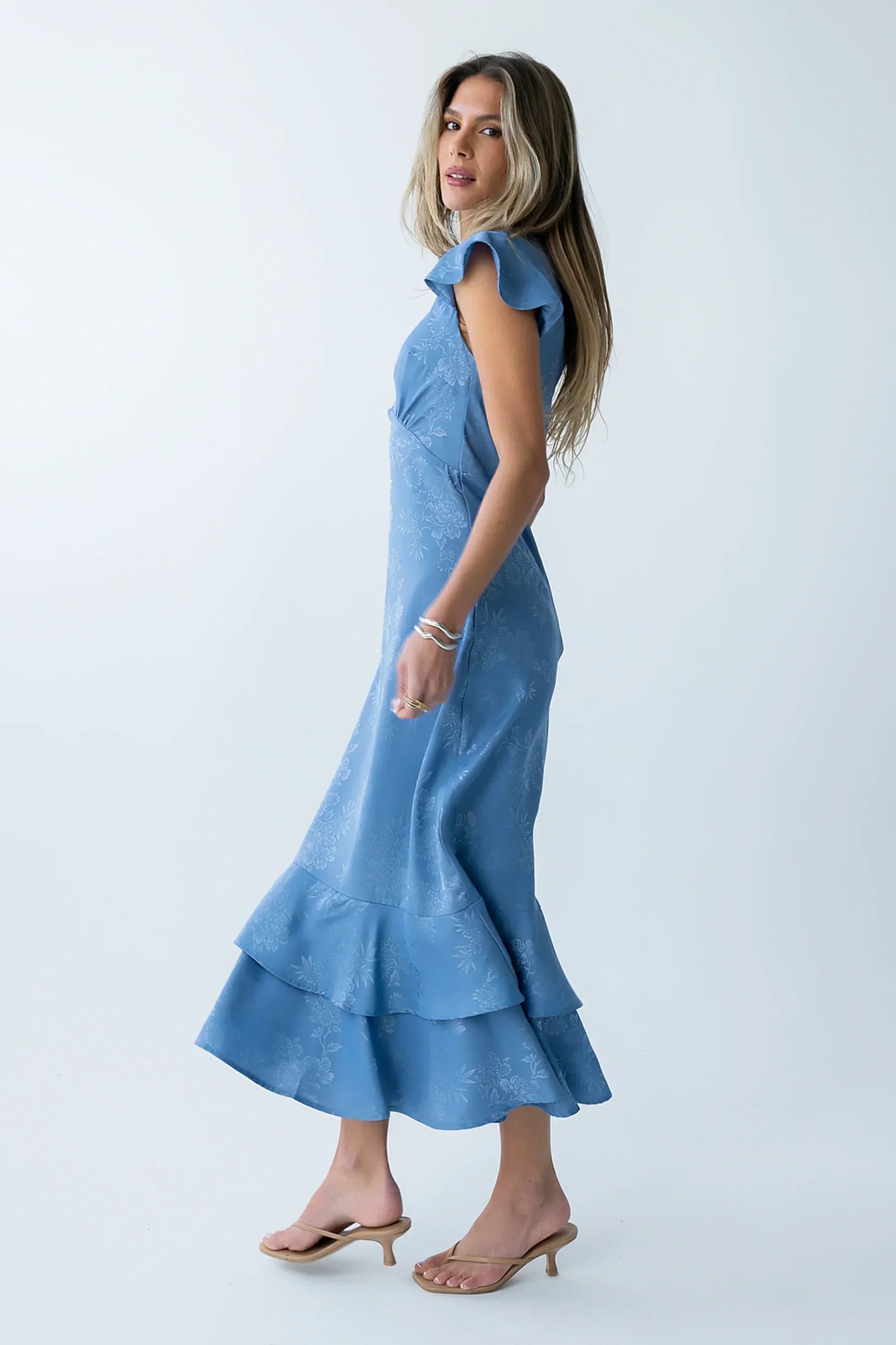 Mateo Floral Maxi Dress in Blue