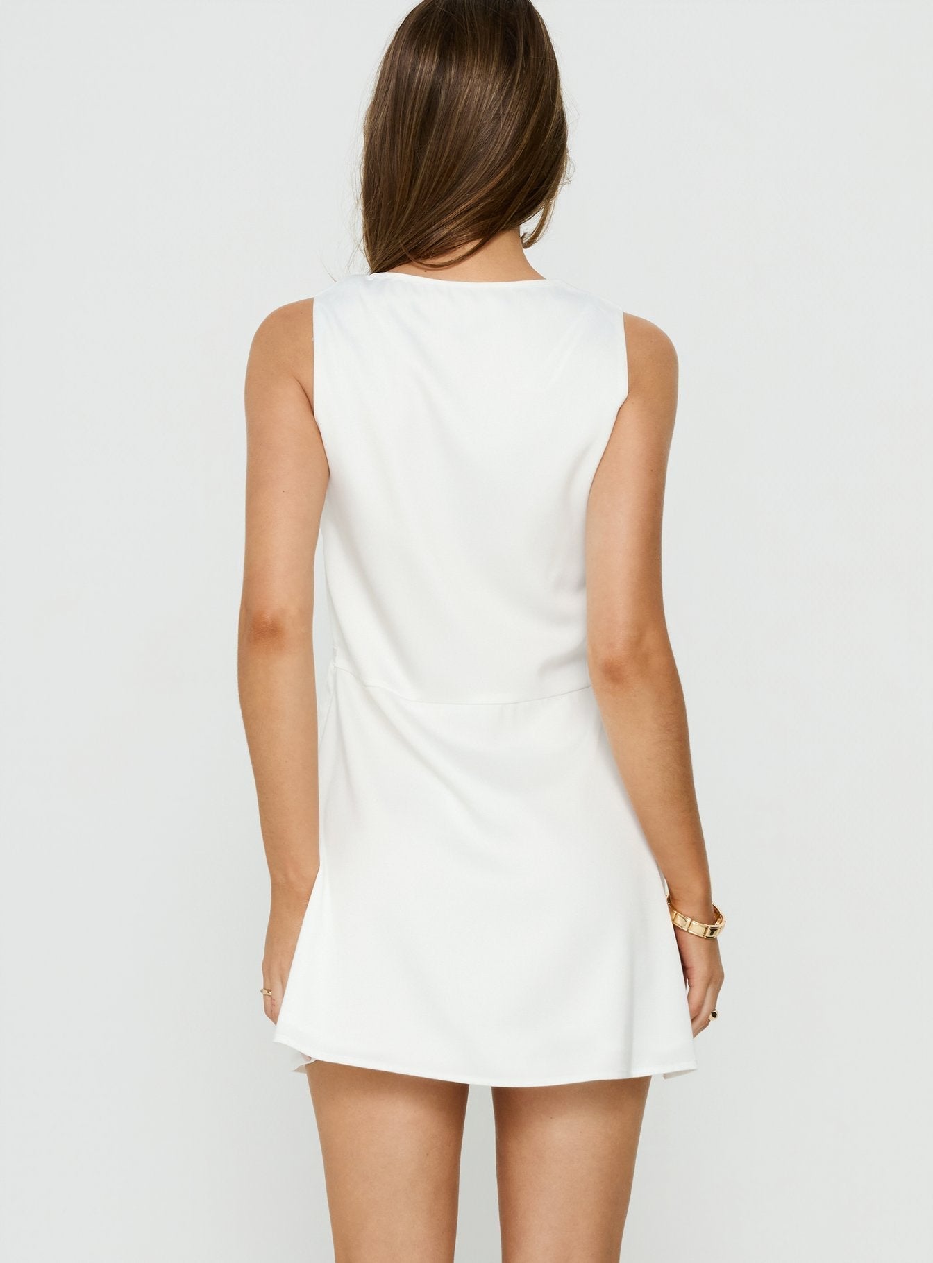 Holii Plunge Neck Embellished Mini Dress White