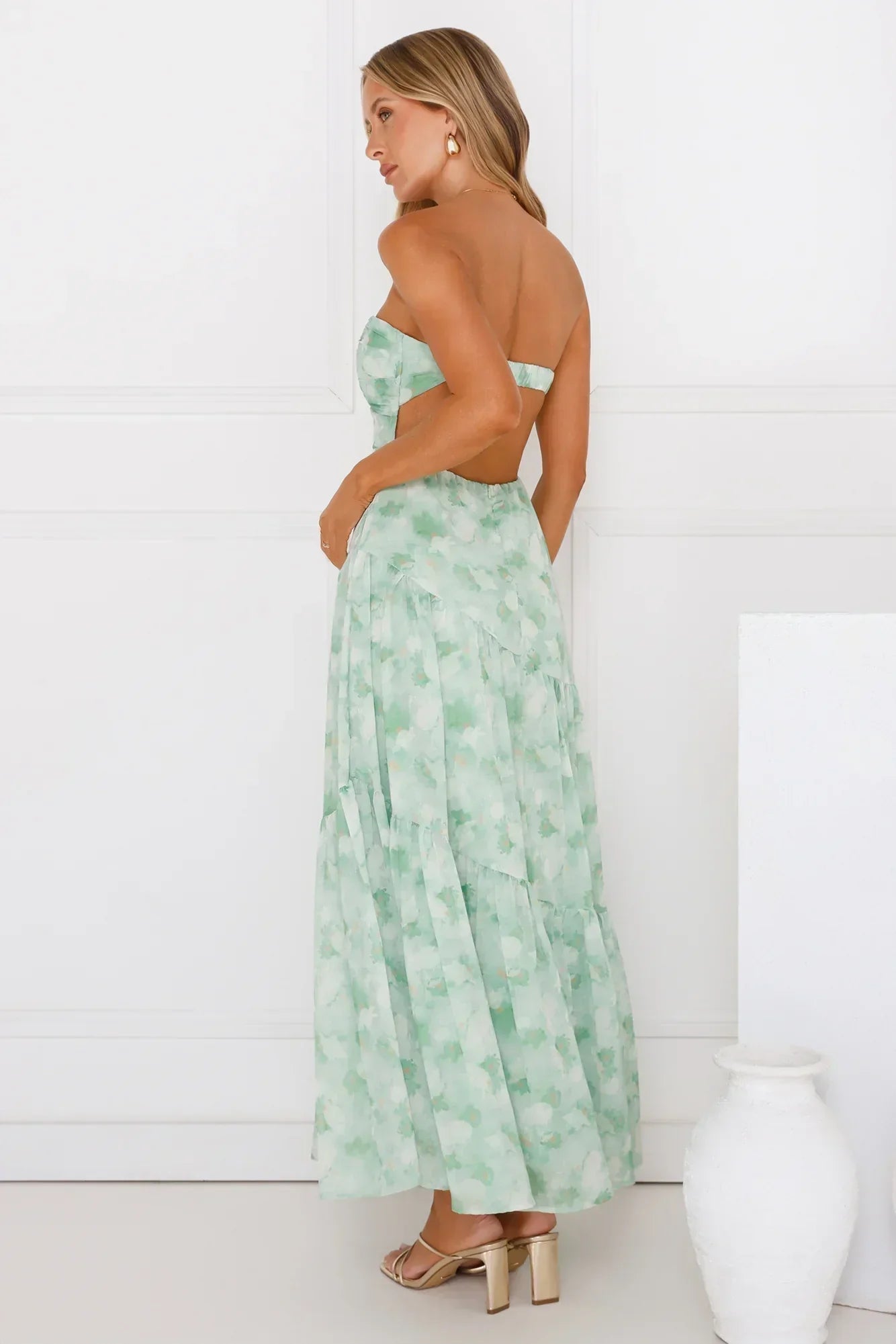Meadow Whispers Strapless Maxi Dress Green