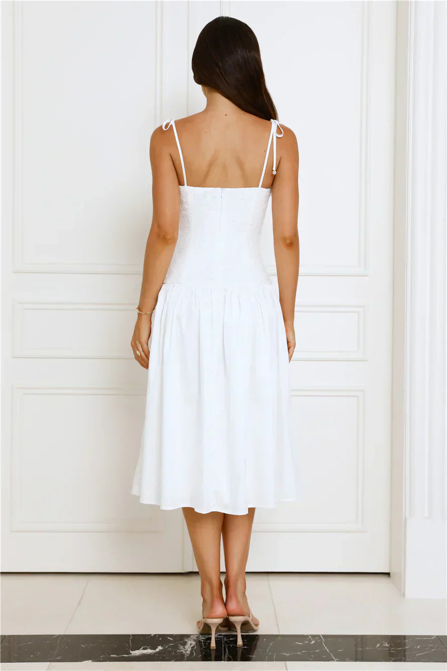 Sailing On A Dream Lace Midi Dress White