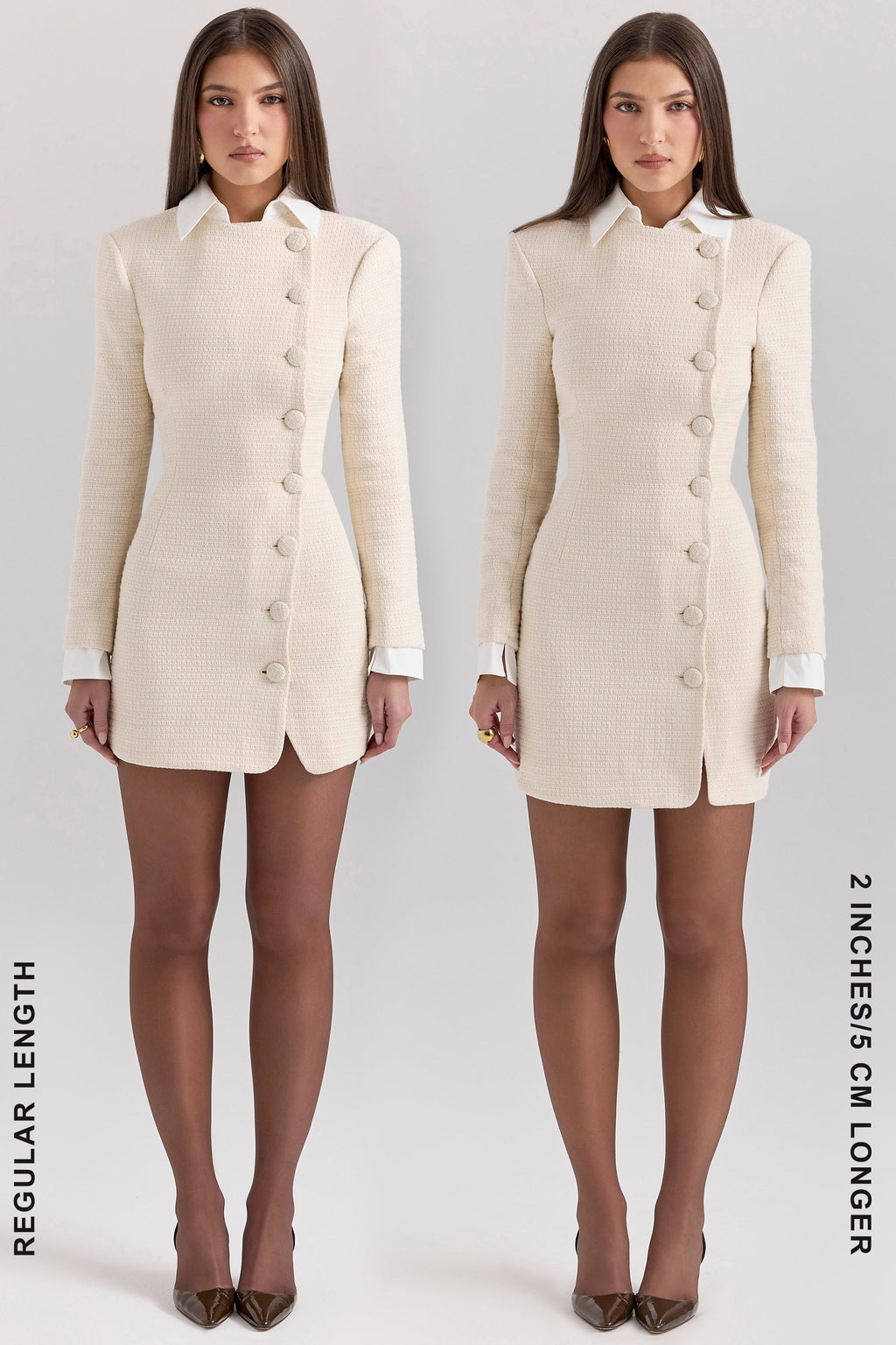 cream boucle tweed mini dress