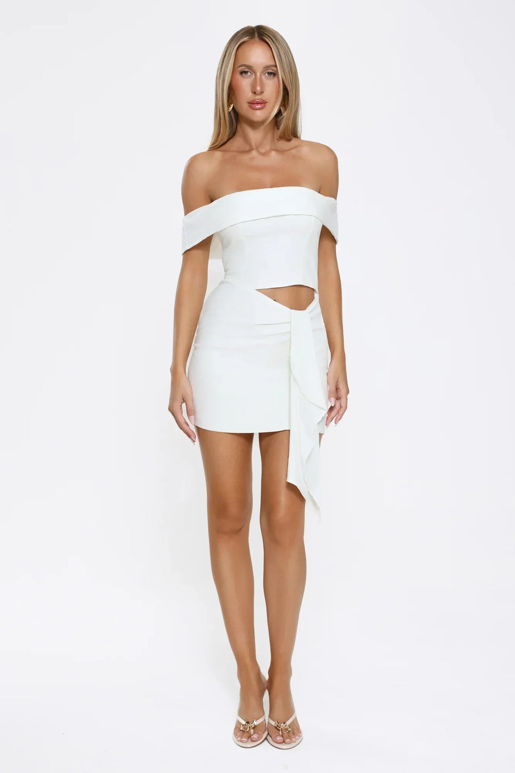 Secret Affair Off Shoulder Mini Dress White