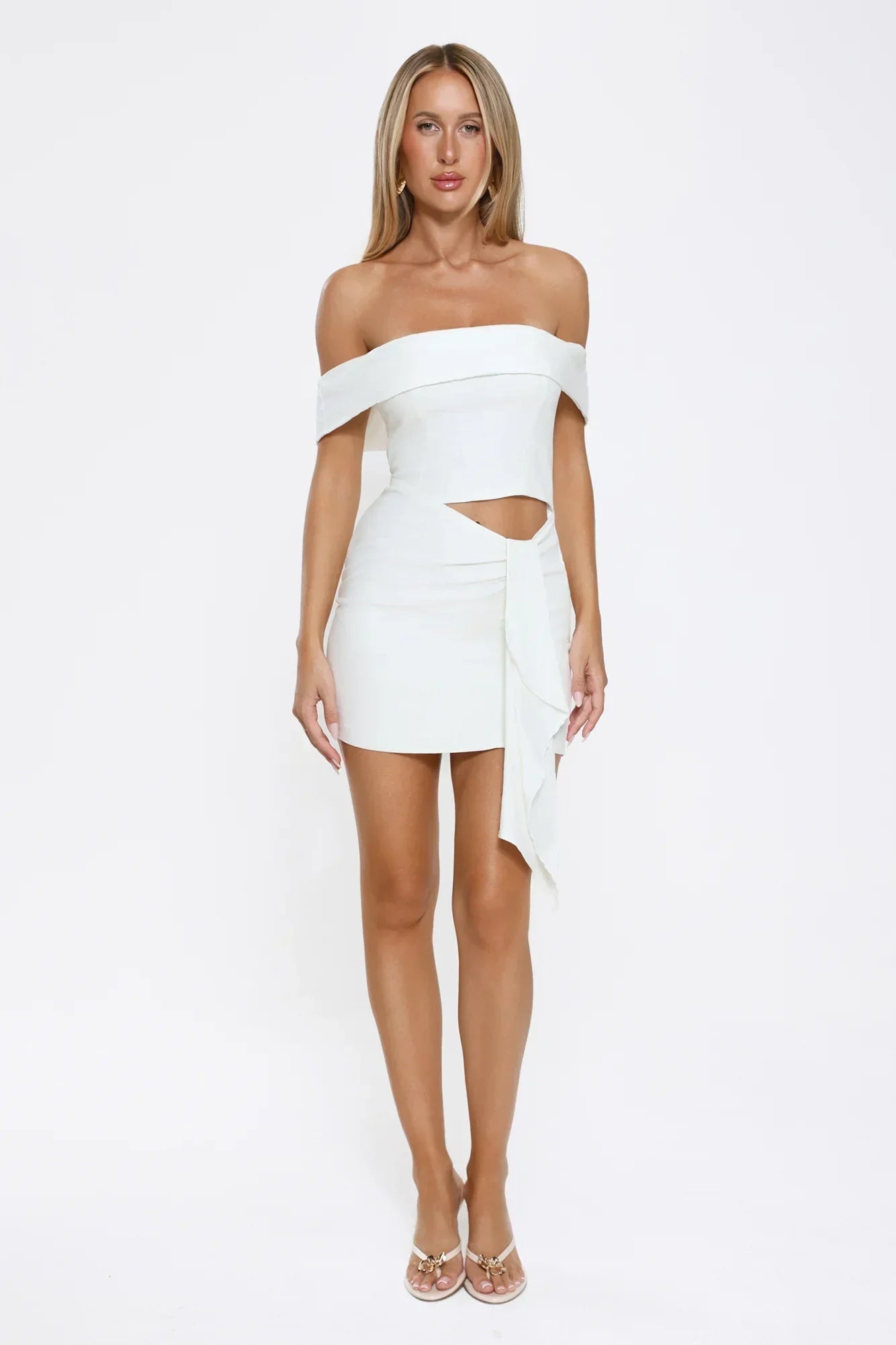 Secret Affair Off Shoulder Mini Dress White