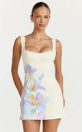 Astra Mini Dress - Square Neck A Line Dress in Astra Posey Floral Print