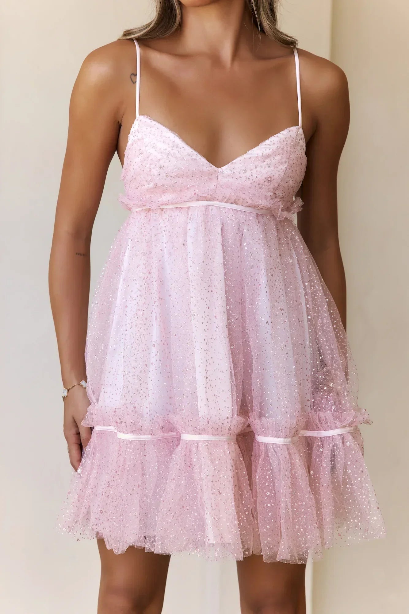 Luxe Enchantment Glitter Mini Dress Pink