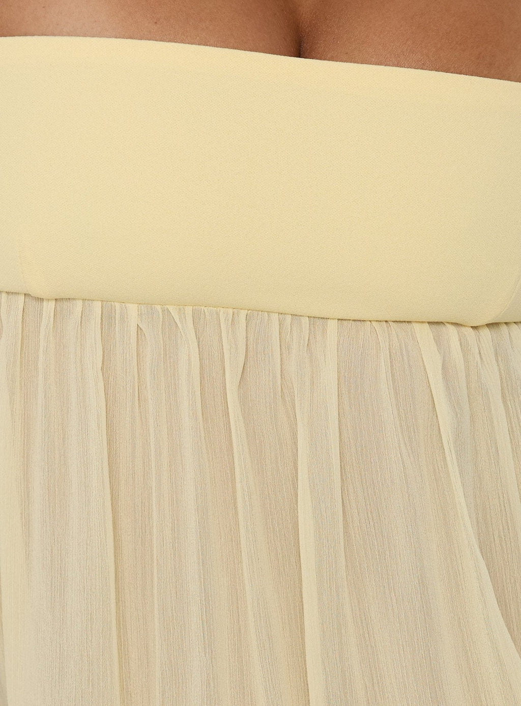 Howland Strapless Sheer Blouson Mini Dress Yellow