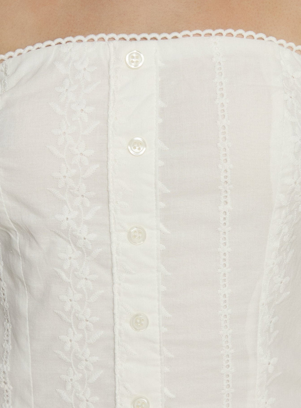 Analiese Strapless Anglaise Mini Dress White
