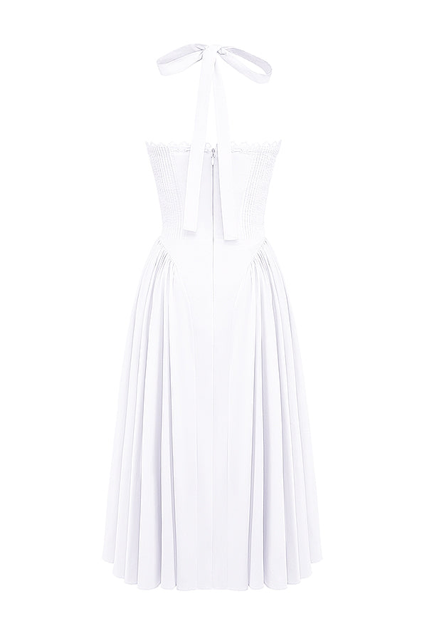 white cotton halter sundress