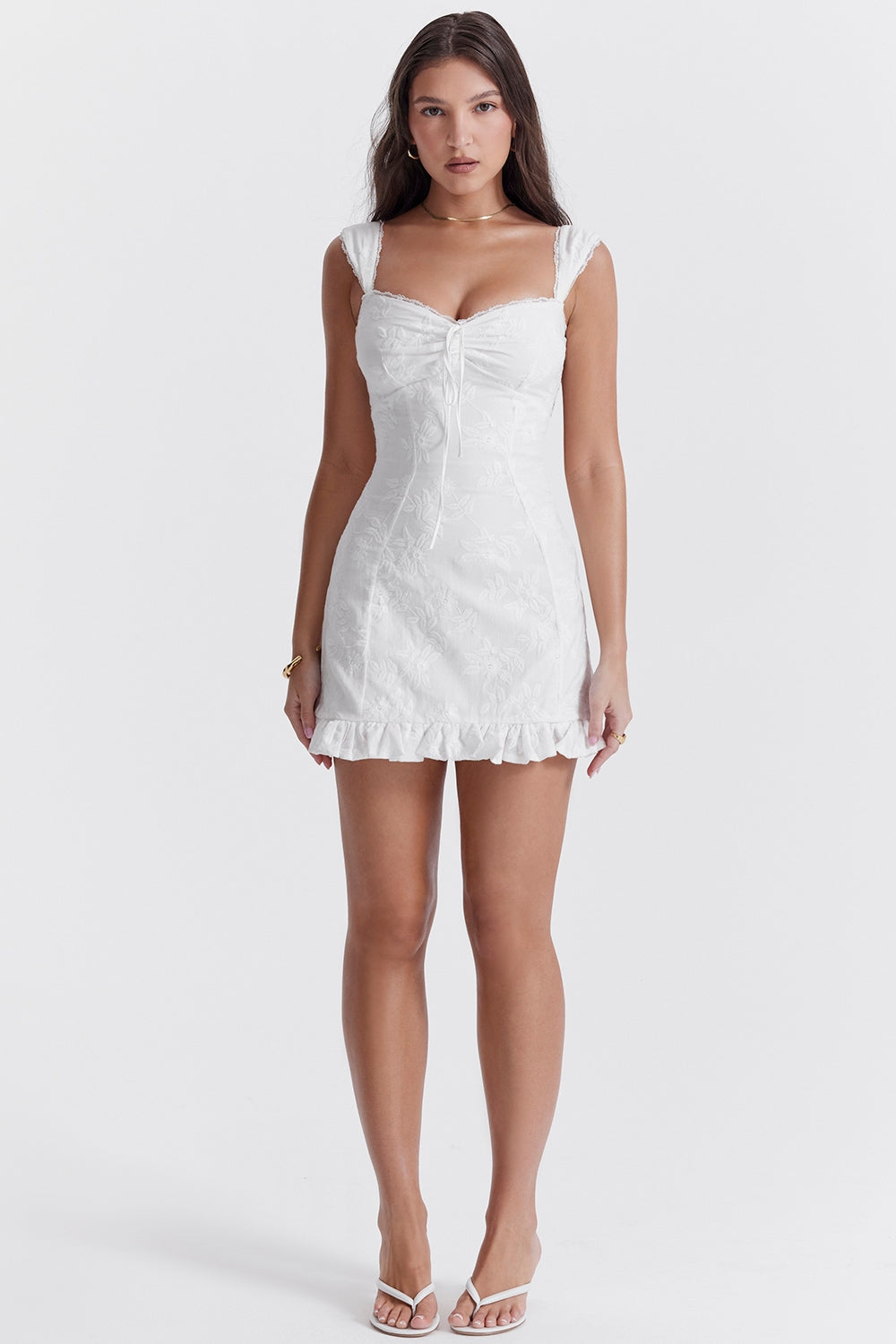 white embroidered mini dress
