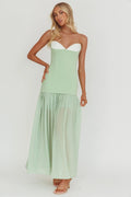 Unspoken Sweetheart Neckline Sheer Hem Maxi Dress Sage