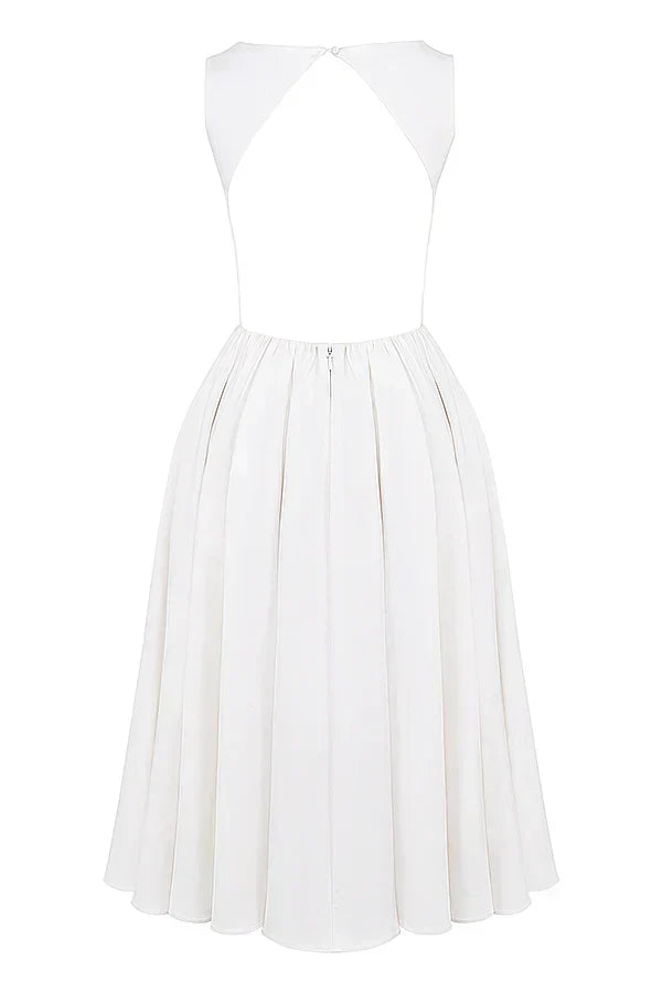 white twill midi sundress