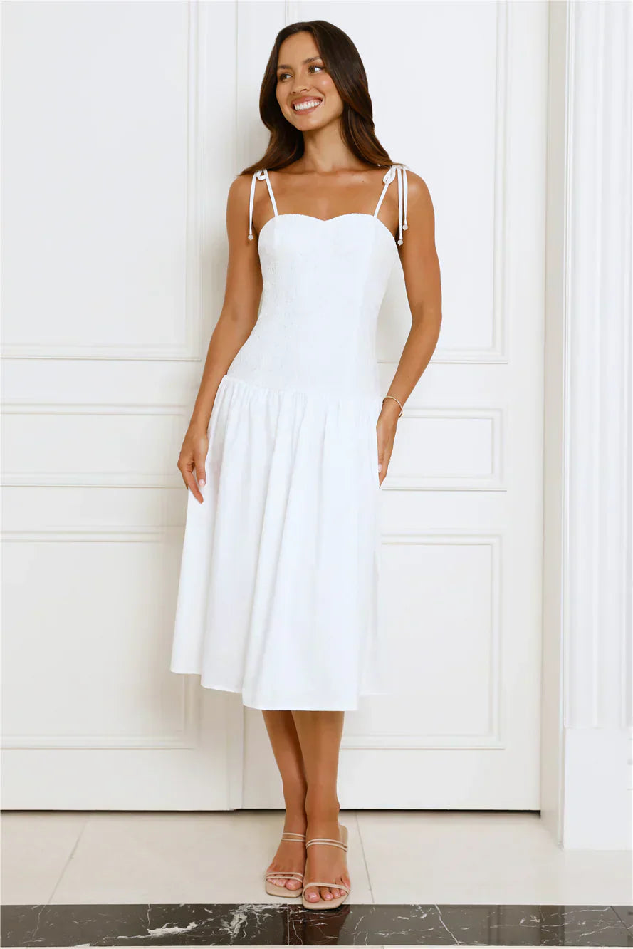 Sailing On A Dream Lace Midi Dress White