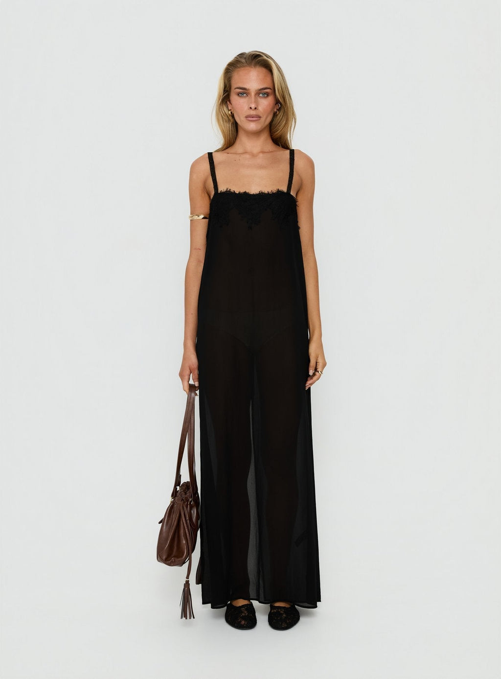 Glacial Sheer Maxi Dress Noir