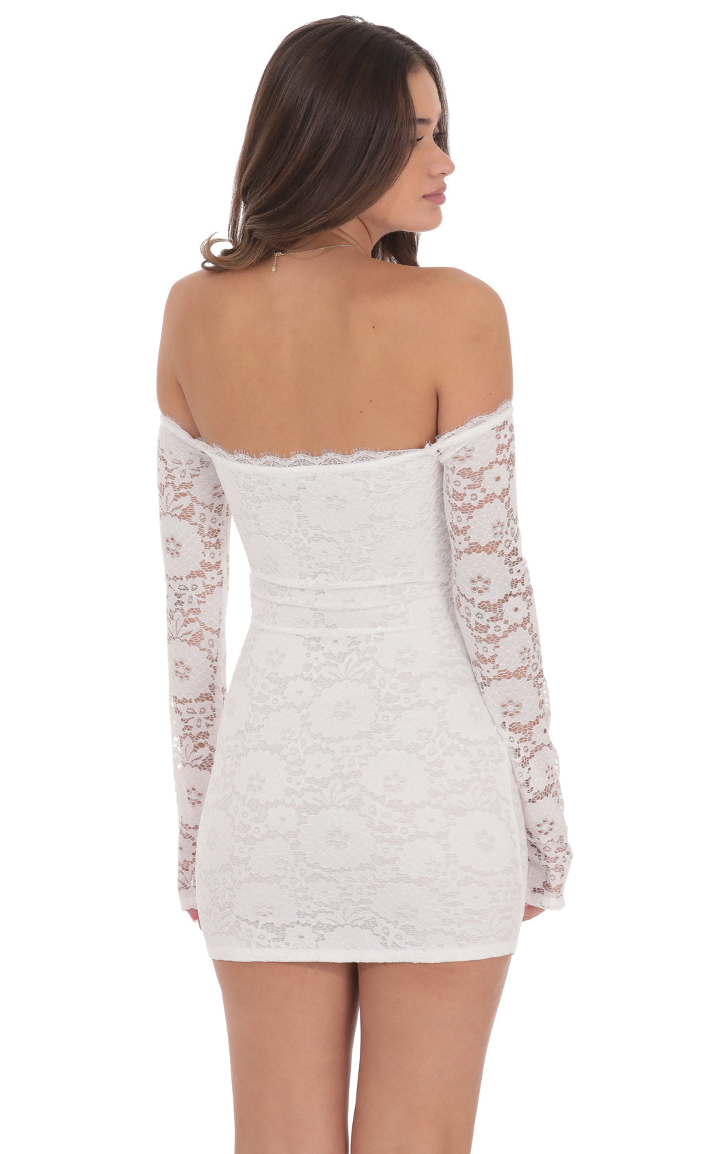 Lace Off Shoulder Bodycon Dress in White