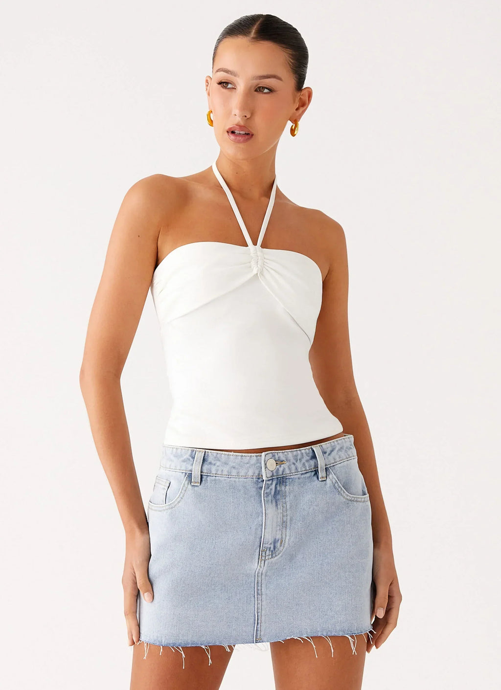 Kamen Low Rise Mini Skirt - Light Denim