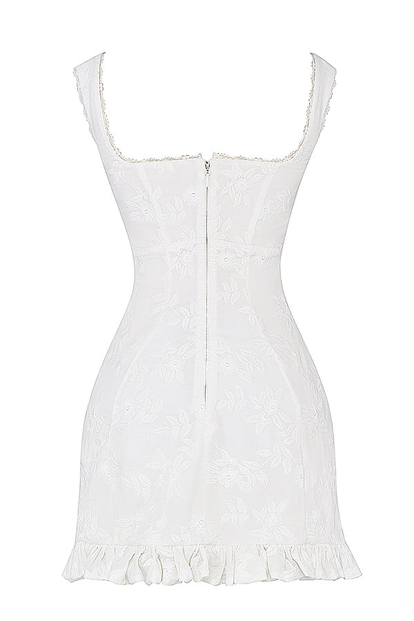 white embroidered mini dress