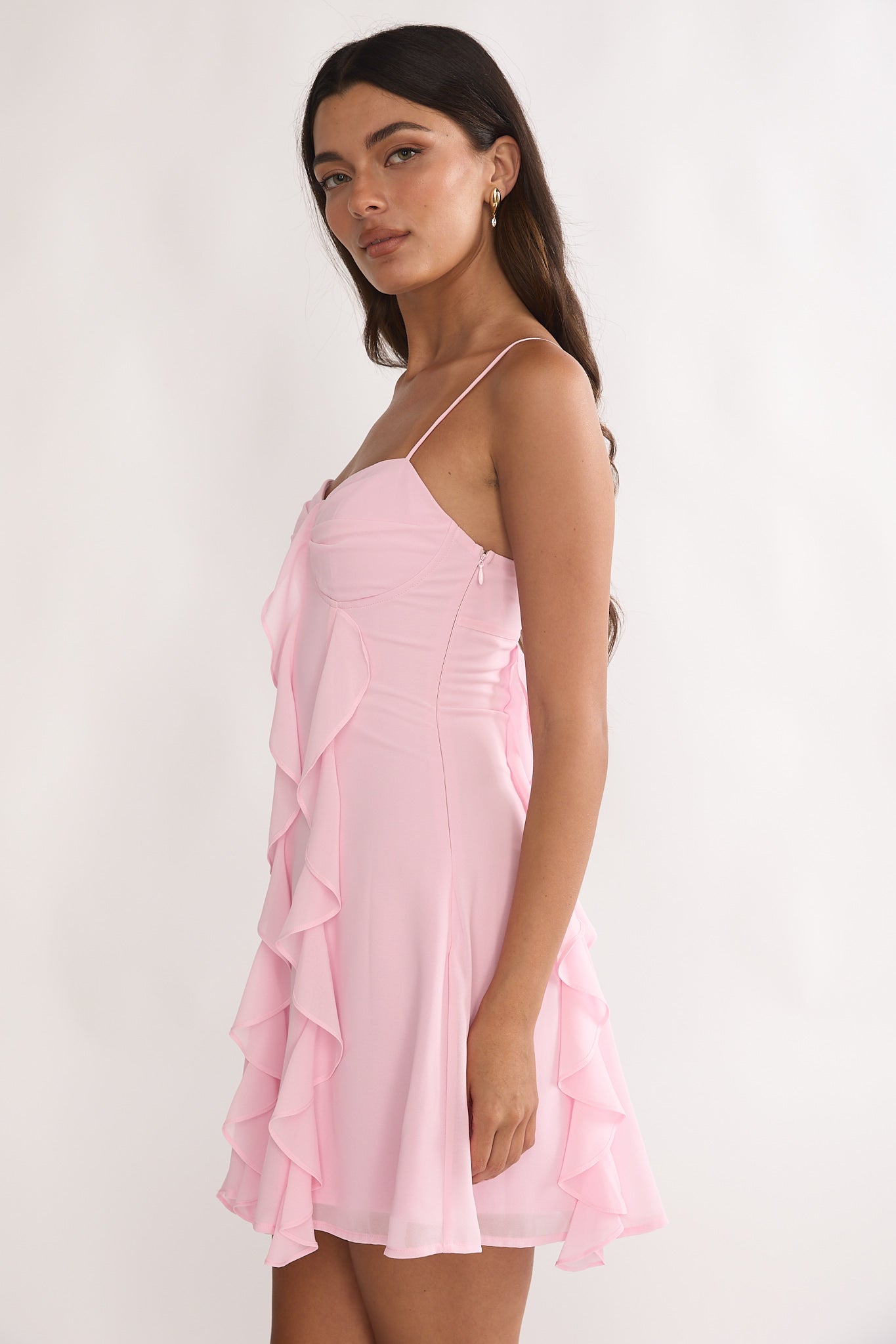 Katalia Ruffle Mini Dress Blush
