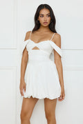 Poolside Perfect Off Shoulder Bubble Mini Dress White