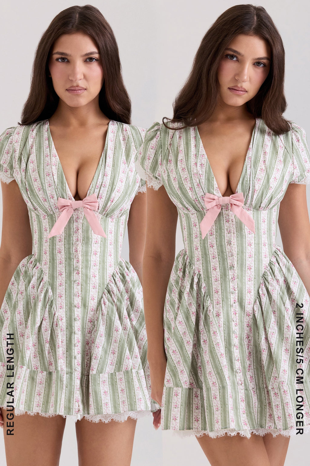 green stripe floral print stretch cotton mini dress