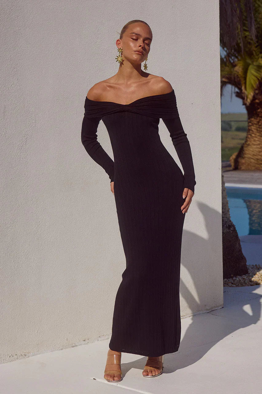 AIRILIE MIDI DRESS - BLACK