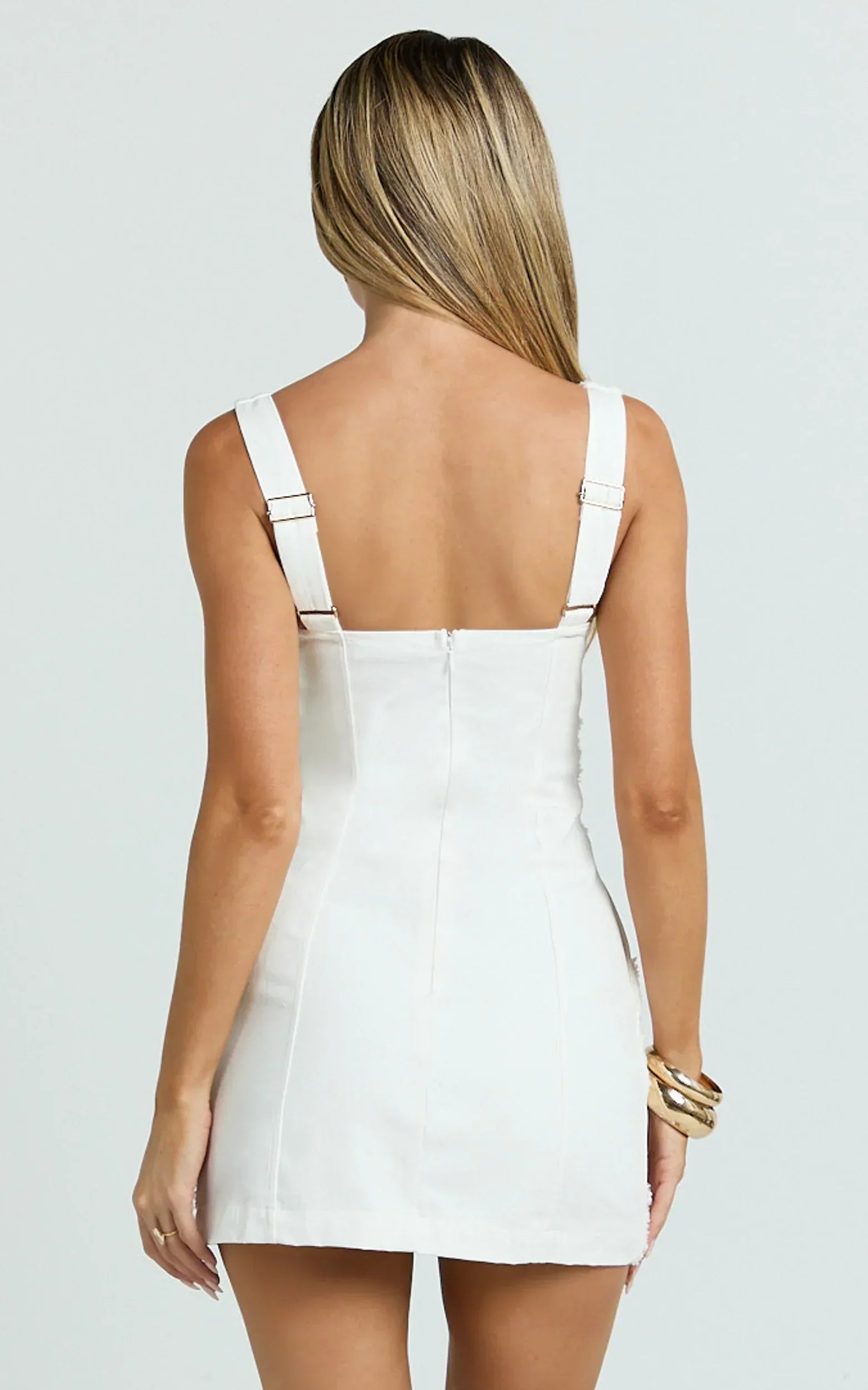 Tara Mini Dress - Embroidered Panel A Line Dress in White