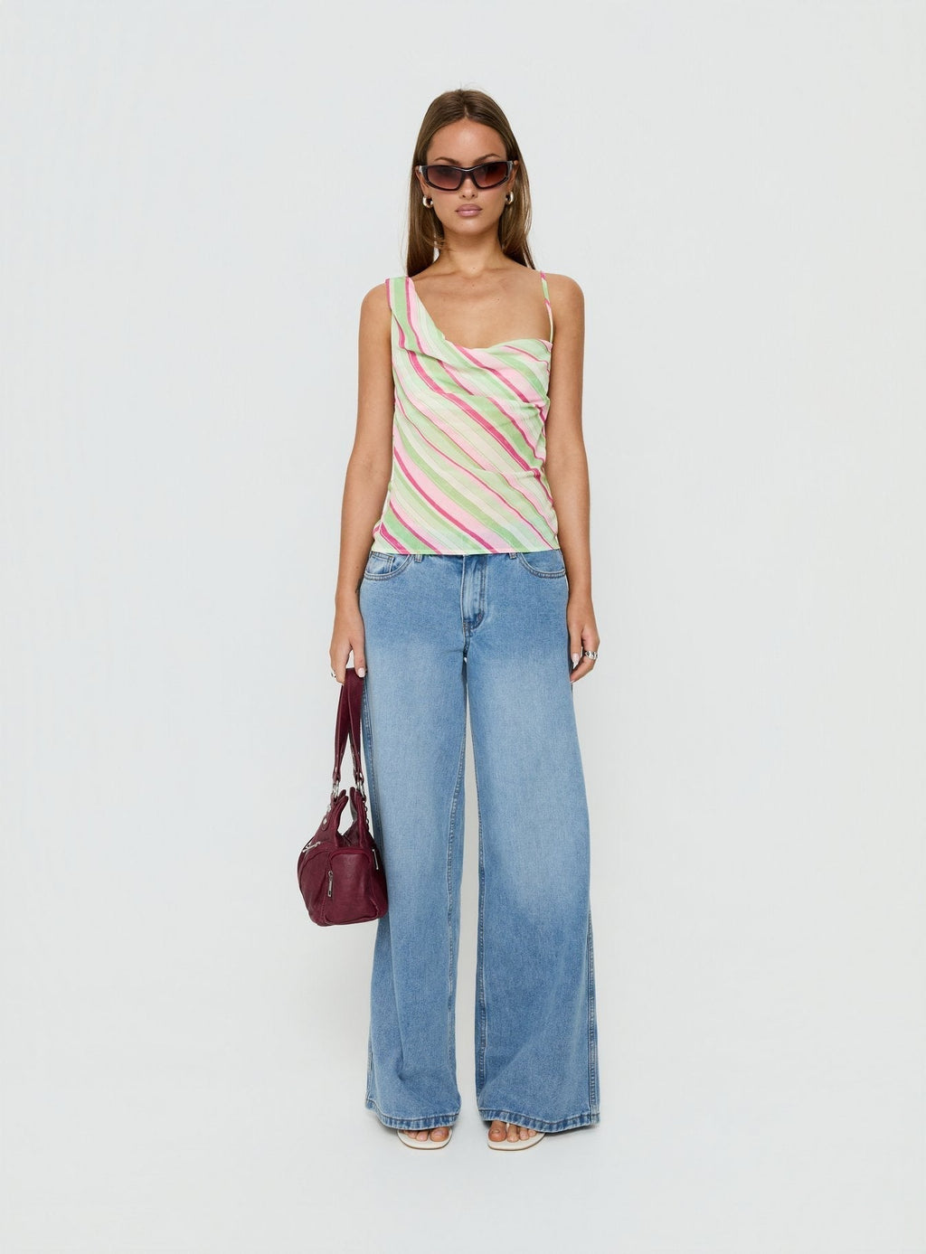 Winding Roads Layered Asymmetrical Top Multi Stripe
