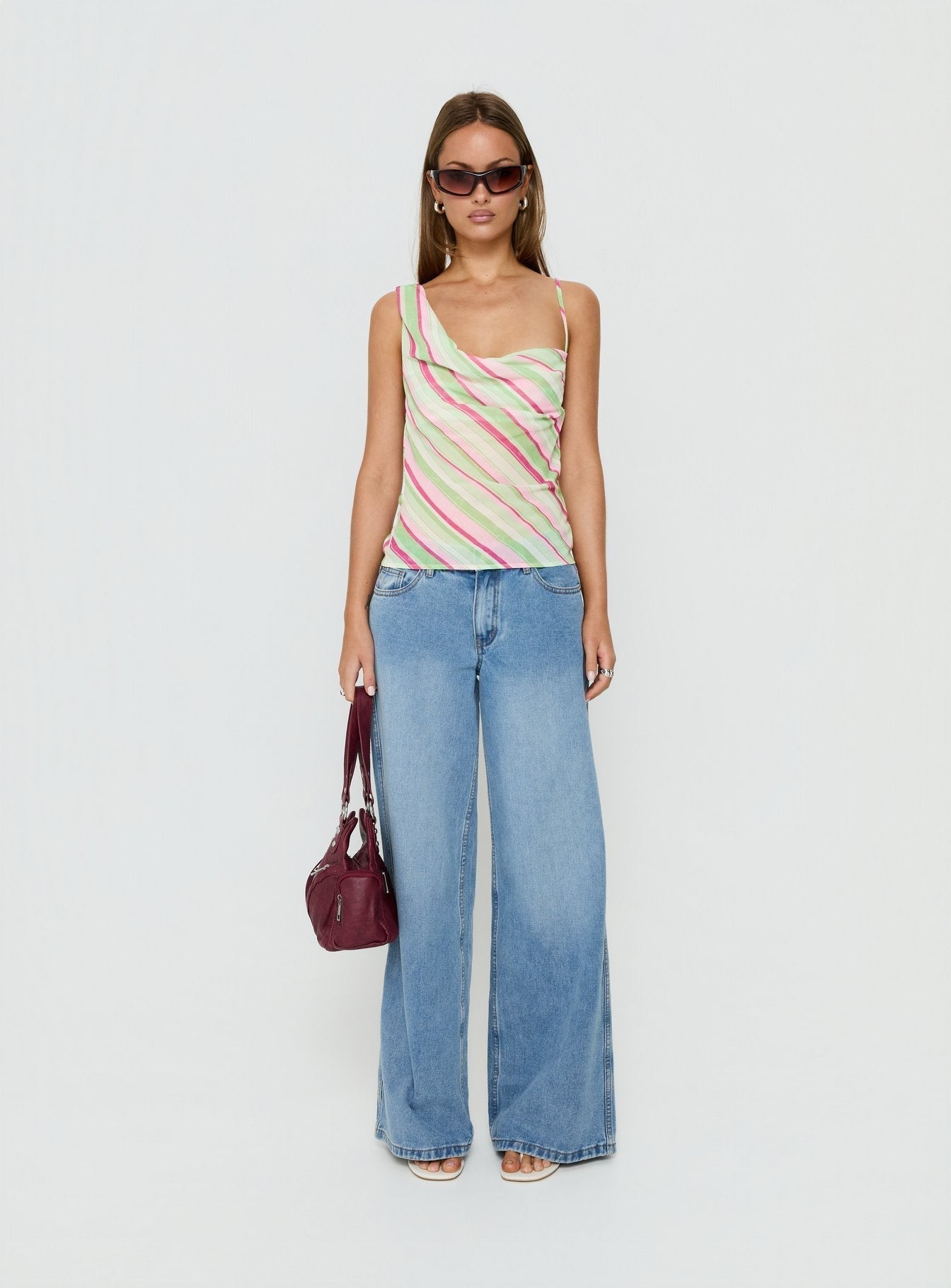 Winding Roads Layered Asymmetrical Top Multi Stripe