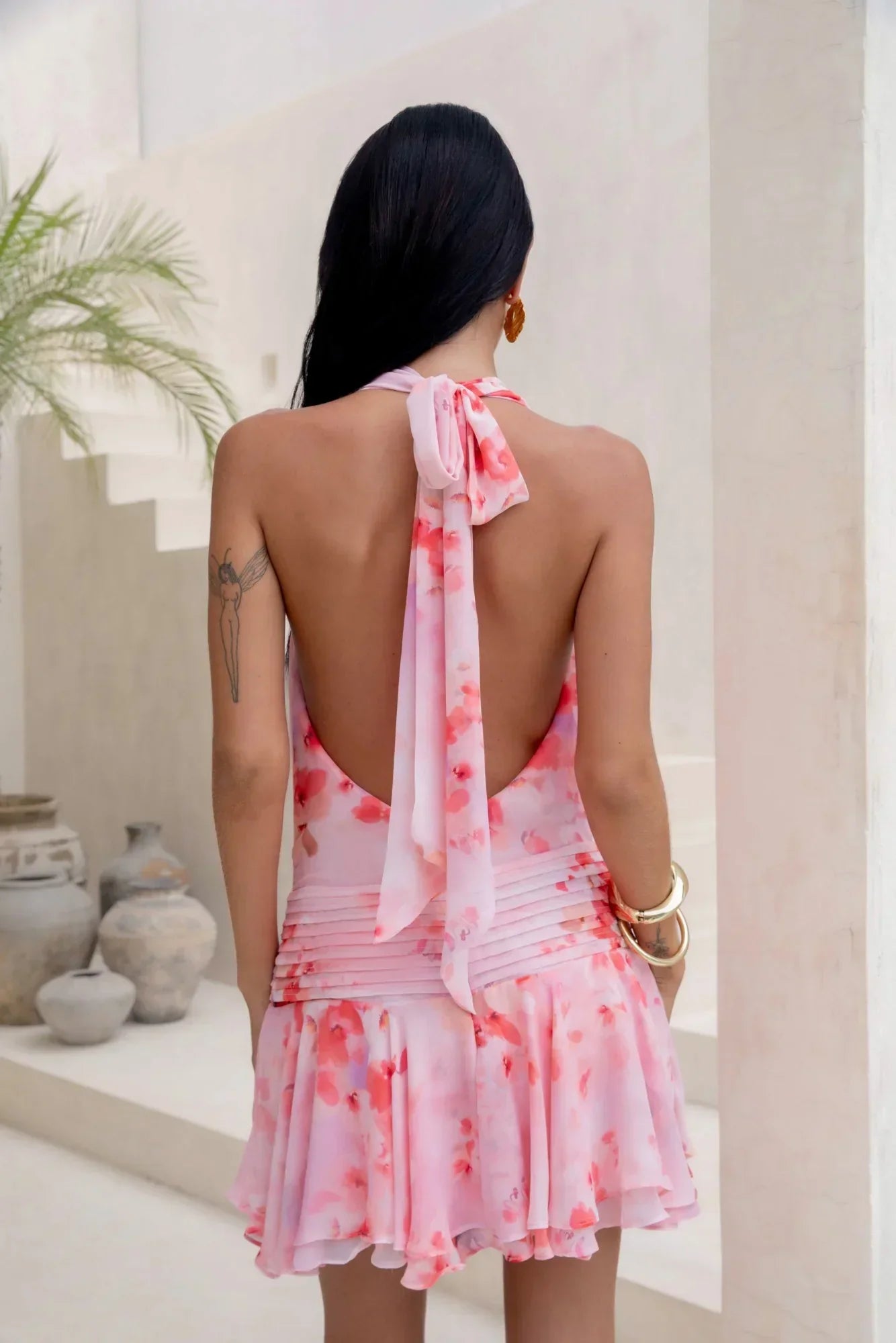 Sweet Summer Nights Halter Mini Dress Pink